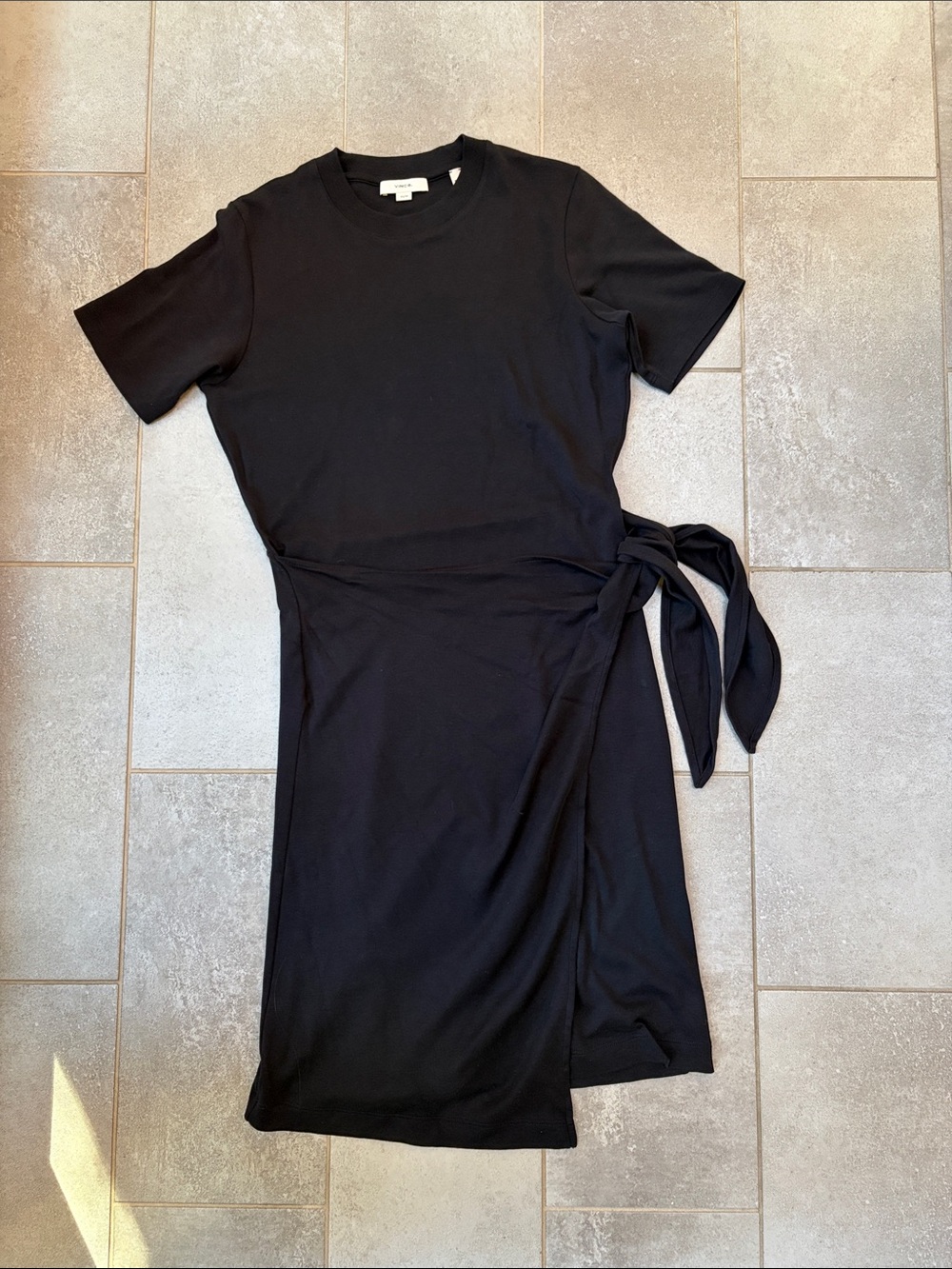 VINCE Black Wrap-Tie Short Sleeve Women’s Dress XS/P